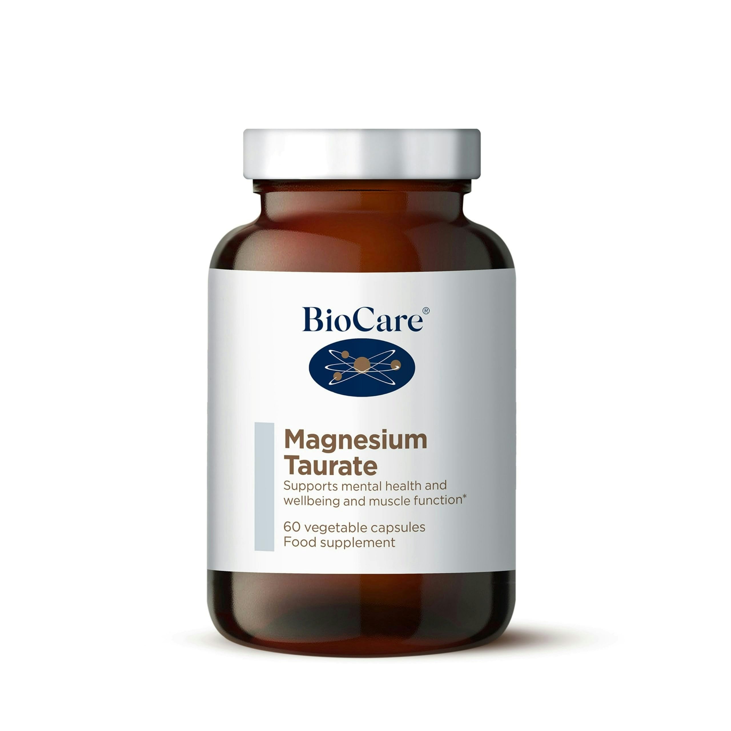 BioCare Magnesium Taurate - Well-Absorbed Magnesium for Tiredness, Energy, Muscle and Nervous System Support - 60 Capsules