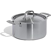 Made In Cookware - 6 Quart Stainless Steel Stock Pot With Lid - 5 Ply Stainless Clad - Professional Cookware - Crafted in Italy - Induction Compatible