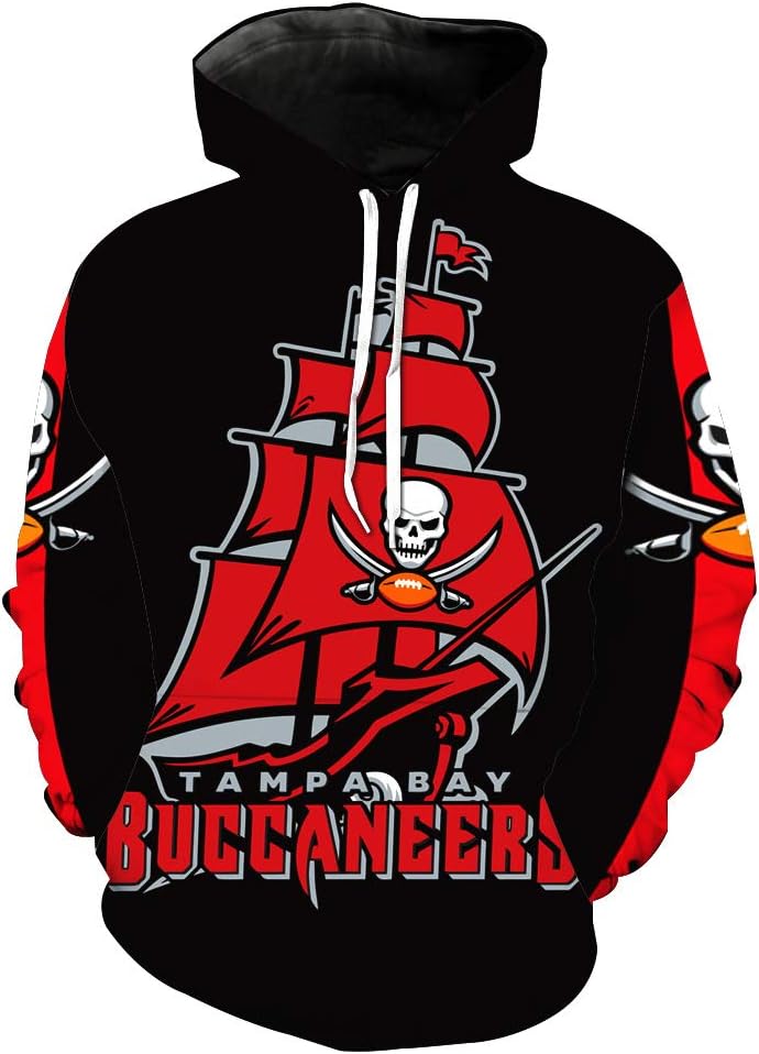 Icer Brands NFL Mens Team Logo Long Sleeve Hoodie Pullover Sweatshirt Tie Neck