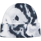 ZGMYC Unisex Tie Dye Cuffed Winter Beanie Hat Colorful Warm Soft Knit Skull Cap for Men Women