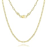 Rewizoo Paperclip Chain Necklace 14K Gold Necklace for Women 3mm Gold Chains Necklaces for Women & Men Non Tarnish Chain 16-26 Inches