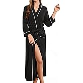 HEARTNICE Womens 100% Cotton Robe, Soft Kimono Spa Long Bathrobe Lightweight Loungewear