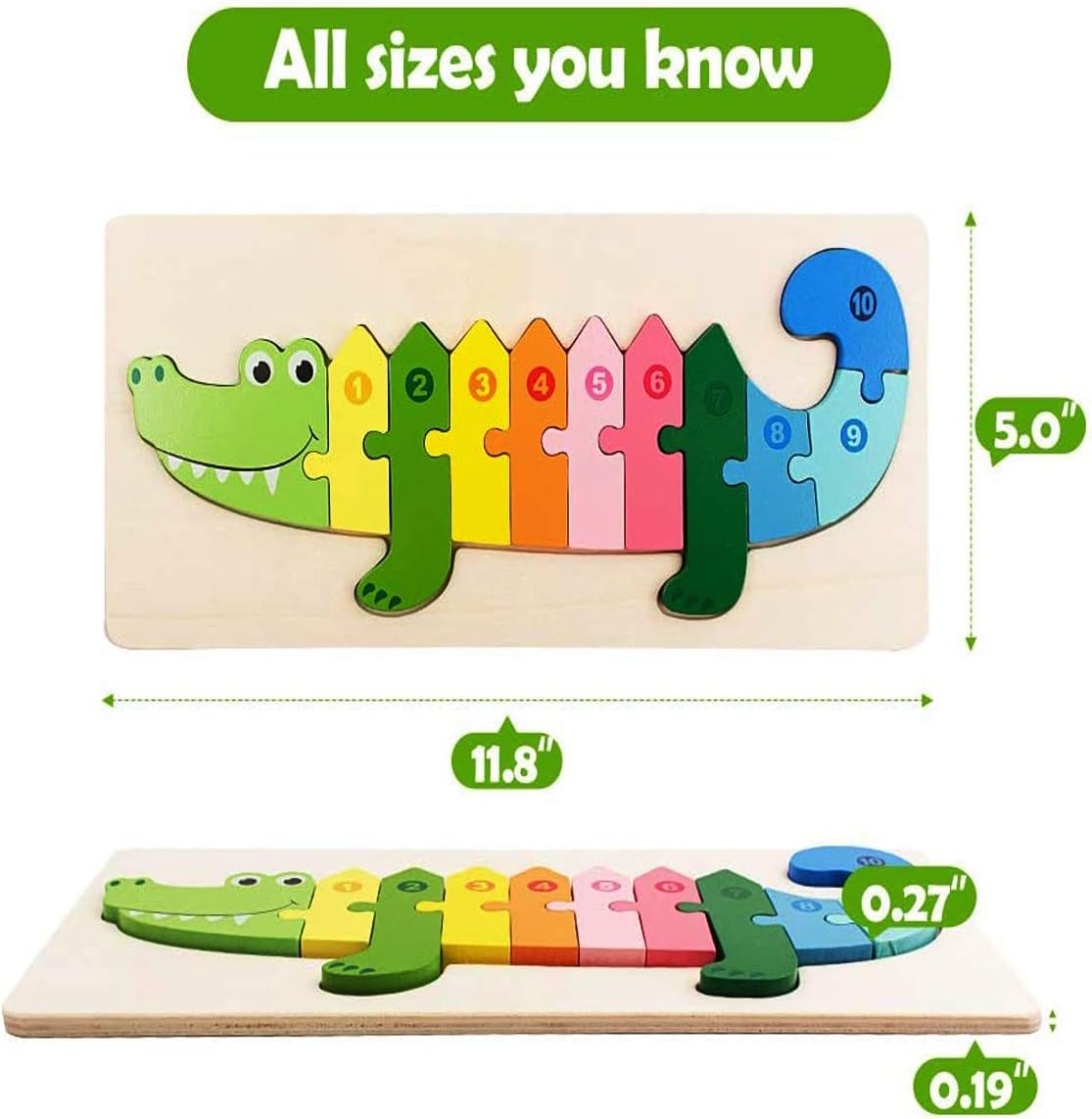 Wooden Puzzles for Toddlers, Preschool Early Educational Toys Puzzles, 4 Pcs Animals Pegged Family Games Set for Kids Boys and Girls 2 3 4 5 6 Years Old: Toys & Games