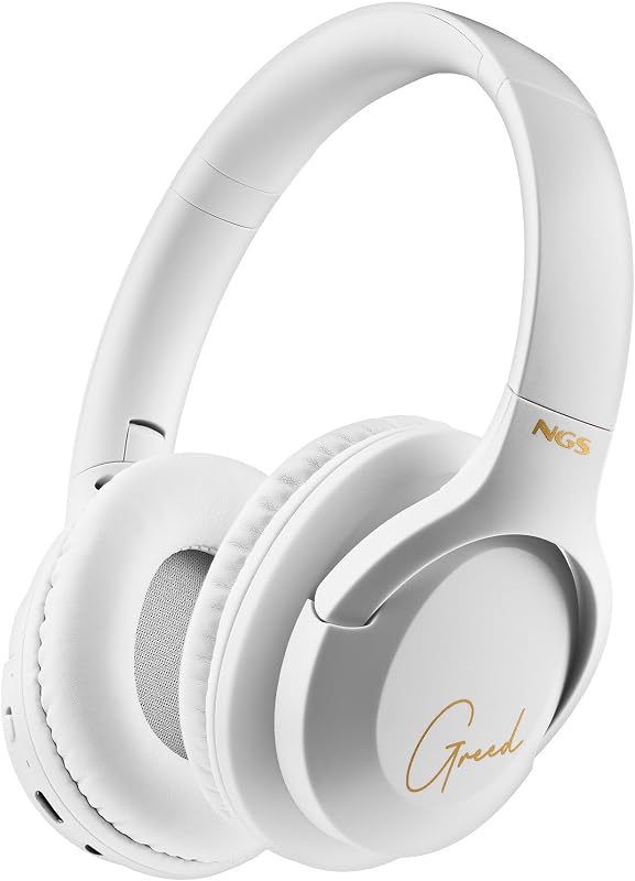 Artica Greed White - Casque Supra-aural sans Fil, Compatible avec la Technologie Bluetooth, Léger et Pliable, Microphone Intégré, Batterie 40h, Couleur Blanc