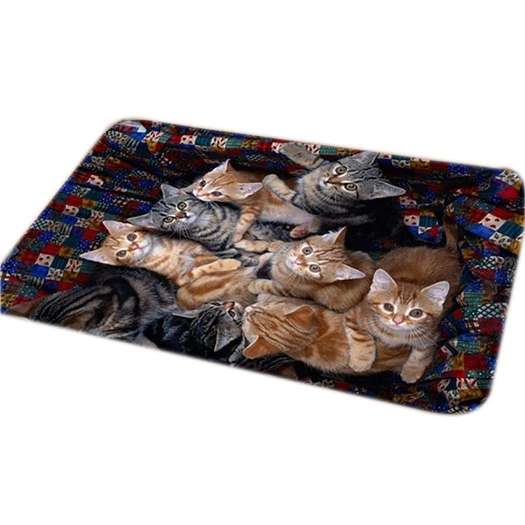 Qenci 3D Doormat, Animal Print Floor Mat Flannel Cushion Non-Slip Kitchen Bathroom Mat Doormat