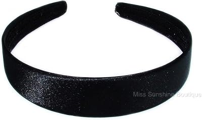 Alice Bands 2.5cm Wide Satin Black Headband 1 Inch