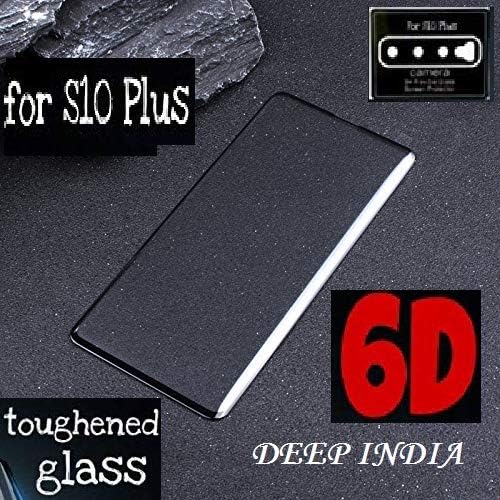 DEEP INDIA Edge-to-Egde HD Tempered Glass + Camera-Lens + BACK Protector for Samsung Galaxy S10 Plus (BUMPER OFFER) LIMITED STOCK