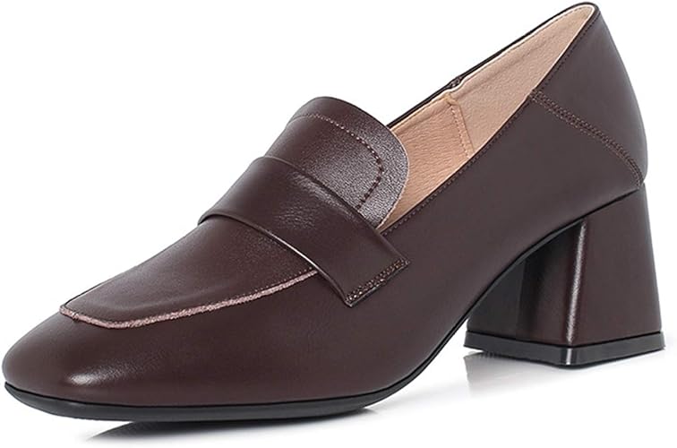 Amazon Kanna 大人シンプルローファー パンプス レディース 靴 シューズ マニッシュ 太ヒール フラット ハイヒール 履きやすい 5 5cm ヒール 黒 走れる 痛くない 大きいサイズ レディース靴 オフィス 通勤 結婚式 軽量 仕事 おじ靴 ローファー スリッポン