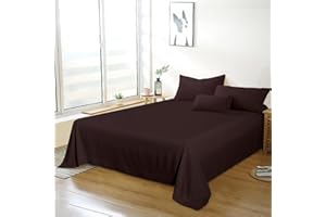 ORGANICTUNE Bedding Full Flat Sheet - Soft Brushed Microfiber, Shrinkage and Fade Resistant Top Sheet - Easy Care - 1 Flat Sheet Only, Dark Brown