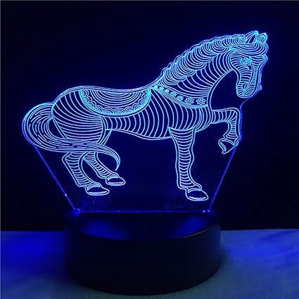 KangYD Luz 3D/Decoración del dormitorio 7 colores Animal Horse Led ...