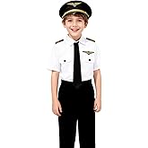 Davsolly Airline Pilot Costume for Kids Airline Captain Uniform for Halloween Career Day Dress Up Birthday Gifts