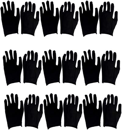 EXCEART 12 Pairs Black Cotton Work Gloves Multipurpose Size L Thin