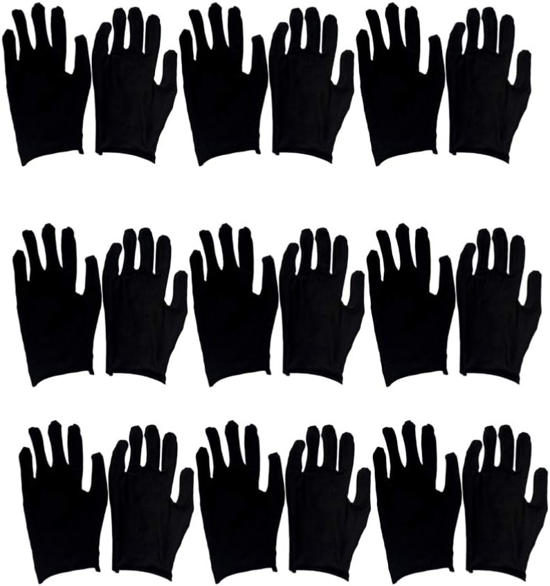 EXCEART 12 Pairs Black Cotton Work Gloves Multipurpose Size L Thin