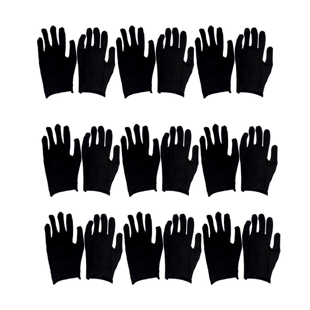 HEALLILY 12 Pairs Working Gloves Cotton Gloves Reusable Cleaning Gloves Adults Protective Gloves Labor Supply for Industrial Labor Gardening Black L