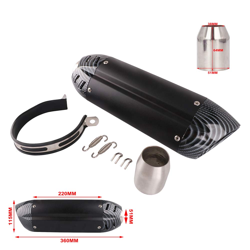 Motorcycle Slip on Exhaust Muffler - Short Universal 1.5-2" Inlet Exhaust Pipe With Removable DB Killer For GY6 ATV Scooter Dirt Pit Bike Ninja 300 400 Yamaha R3 BMW DUCATI For Honda KAWASAKI SUZUKI