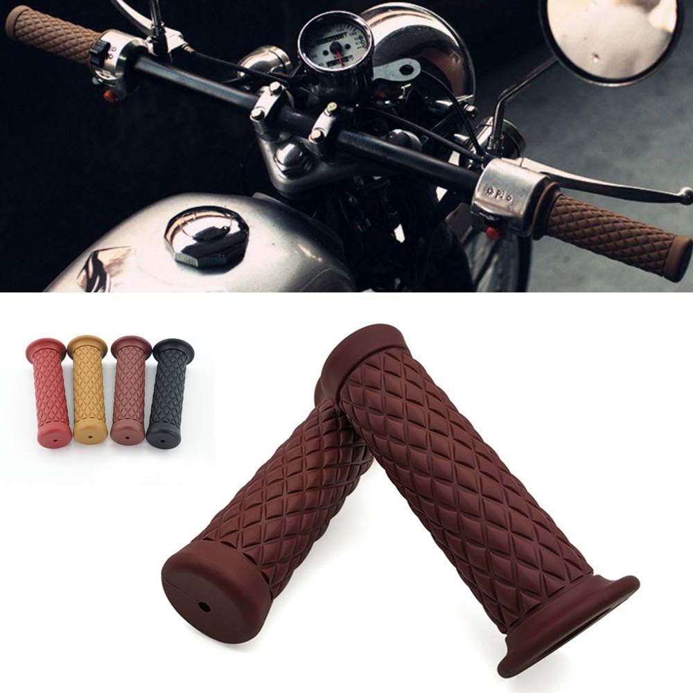 Motorcycle Rubber Retro Grips Comfortable Hand Handlebar 7/8" 22mm 1"24mm Non Slip Rubber Handle Grips For Kawasaki Honda Yamaha: Automotive