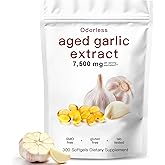 Aged Garlic Extract-300 Count 7500mg Odorless Organic Garlic Capsules Supplement for Heart & Immune Support – Vegetarian, Non-GMO, All-Natural Softgels, 2-Year Matured for Antioxidant Wellness