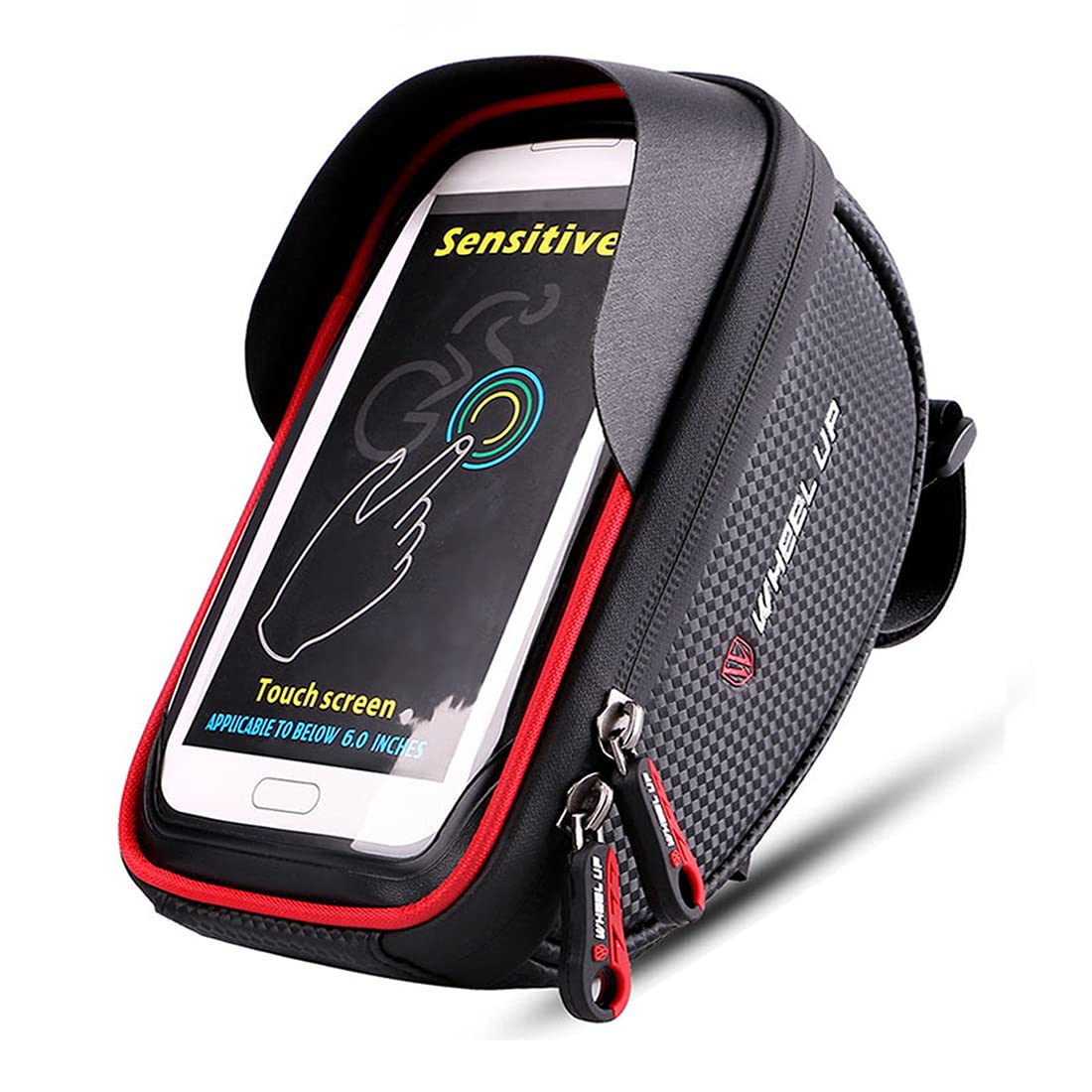 XPhonew Bike Handlebar Bag, Bicycle Phone Mount, Waterproof Cycling Frame Top Tube Pouch Pannier Bike Phone Holder Stand for iPhone 16 15 14 13 12 11 Pro Max XS 8 Plus Samsung Smartphones up to 6.5''