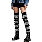 XEPST Leg Warmers for Women, Women's Cable Knit Over the Knee High Boot Winter Socks Long Warm Leg Warmers Soft Thick Thigh High Footless Socks, 27.5 inch