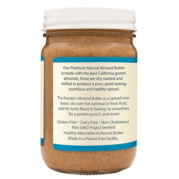 KEVALA ALMOND BUTTER CRUNCHY – ALL-NATURAL SPREAD FOR BAKING AND COOKING, NUTRITIOUS ADDITION TO BREAKFAST AND SMOOTHIES, PEANUT BUTTER SUBSTITUTE WITH NO SUGAR ADDED, WITH PIECES OF ALMONDS, 12 OZ