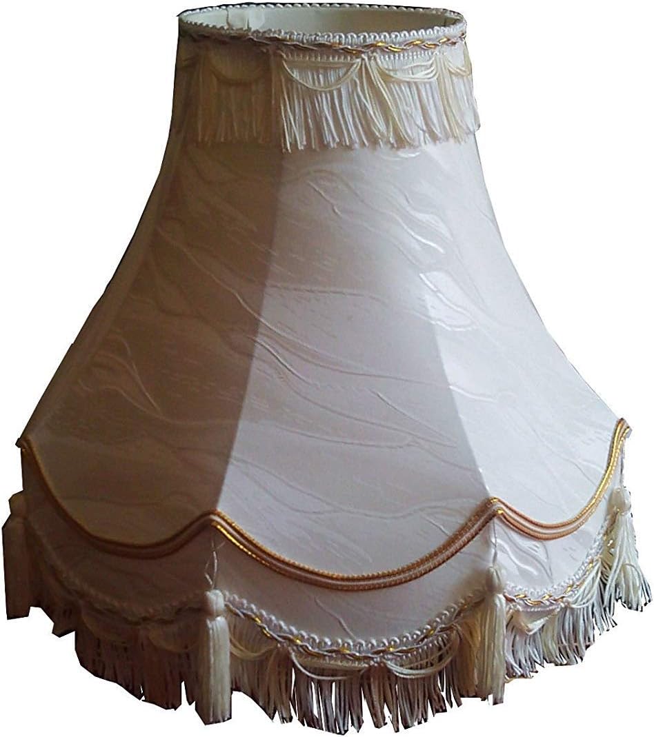 Ivory Cream Tassel Lampshades Double Scallop Light Shades (12", 14", 16