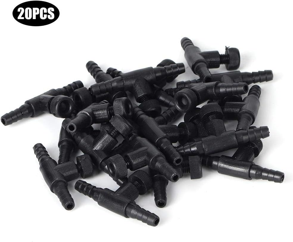 Pssopp 20Pcs Aquarium Air Valve Black ABS Aquarium T Connector Aquarium Air Tubing Connector 3 Way Tubing Volume Air Control Valve for Fish Tank Aquarium - Image 5