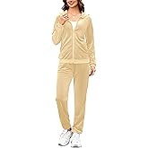 Womens 2 Piece Sweatsuits Set Velvet Long Sleeve Zip Up Track Suits Jogging Suit