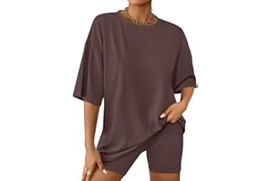 AUTOMET Womens 2 Piece Sets Summer Outfits 2025 Two Piece Lounge Set Matching Clothing Oversized Tshirts Biker Short Fashion