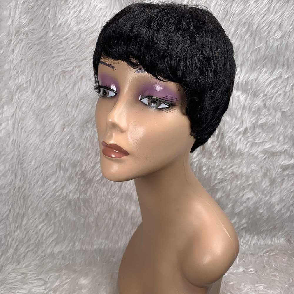 BLISSHAIR Human Hair Short Wigs Brazilian Hair Short Pixie Cut Wigs for Women Boy Cut Wigs 1b# Color, Black - Image 3