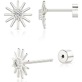 Sweetkiki Flat Back Earrings, Star Bow Evil Eye Stud Earrings in 14K Gold Plated Hypoallergenic | Cartilage Earring | Tragus Helix Piercing Jewelry | Threadless Push in Flatback Nap Earrings for Women