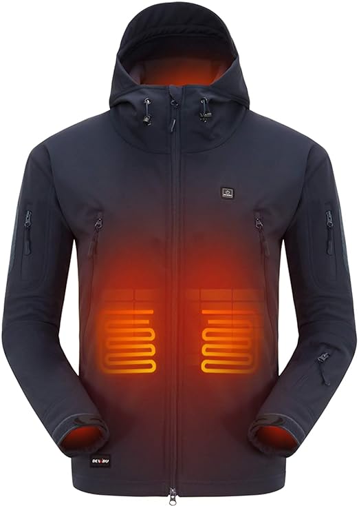 DEWBU Heated Jacket with 7.4V Battery Pack Winter Outdoor Soft Shell