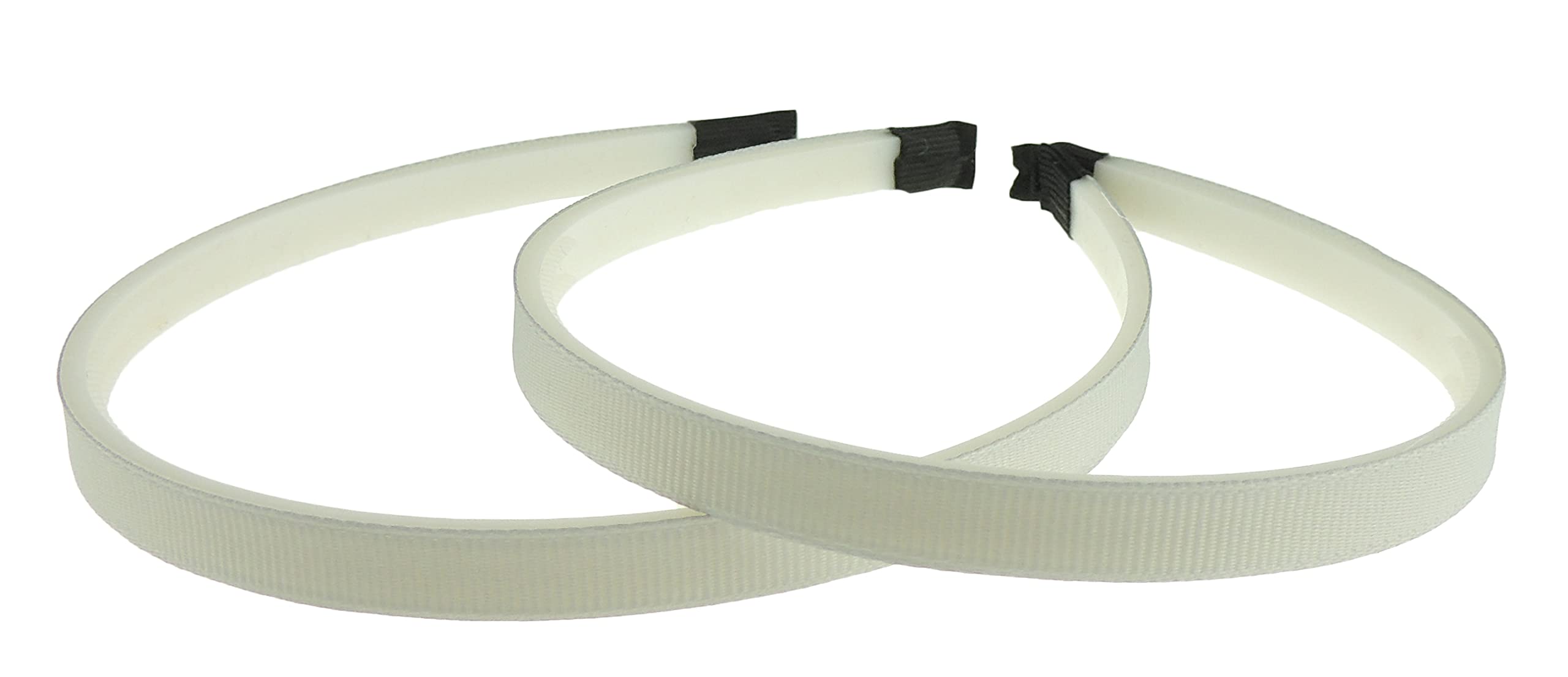 Set of 2 Girls Ladies DIY Dance Recital Play Birthday Party School Uniform Wedding Special Occasion Hair Narrow Fabric Ribbon Toothed 1cm Short Long Hair Headband Alice Band Hairband (Silver)