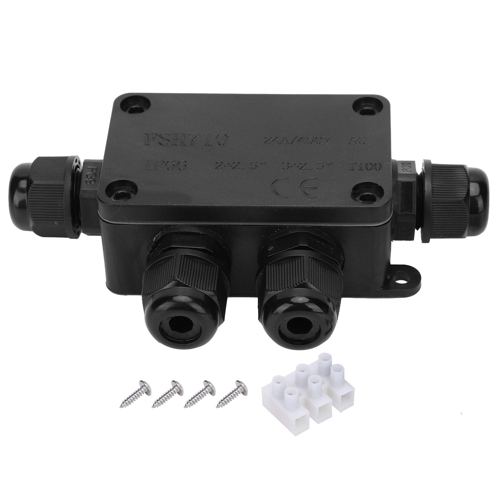 IP66 Waterproof Junction Box, 4 Way Outdoor Electrical Cable Connectors Boxes FSH710-4P Wiring Connector with Silicone Sealing Ring For 4-8mm