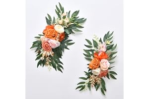 SZSYLM Floral Swags for Wedding Ceremony Sign, Rose Decorative Wedding Arch Flowers, 2Pcs Artificial Greenery Eucalyptus Leaves Flower for Door Window Home Decoration
