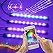 AMBOTHER 4X Car LED RGB Music Interior Atmosphere Floor Underdash Lighting RGB Music Control Strip Lights Kit Multicolor APP Blue ++++ Tooth Controller for iPhone Android