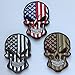 SpaceAuto Bundle 3 Pieces Skull Head w/ USA American Flag Military Tactical Morale Badge Hook Loop Fastener Patch 3.54