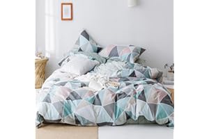 HighBuy Triangle Queen Size Duvet Cover Checkered Cotton Boho 3 Pieces Queen Bedding Set for Teens Men Reversible Geometric Diamond Cottagecore Gingham Bedding Comforter Cover Set