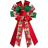 Hying Large Christmas Bow for Wreath, Red Green Velvet Wreath Bow for Christmas Décor - Winter Christmas Bow for Front Door Indoor Outdoor Wall Decoration Supplies Ornament