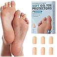 Dr. Frederick's Original Soft Gel Toe Protectors for Men & Women - 6 ct - Toe Caps for Foot Pain Relief - Sleeves for Ingrown Toenails, Corns, Calluses, and Blisters - Small - Beige