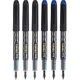 Pilot, Precise Varsity Pre-Filled Fountain Pens, Medium Point 1 mm Stainless Steel Nib, Black/Blue, 6-Pack