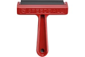 Speedball 4-Inch Hard Rubber Brayer - Pop-in Roller for Block Printing, Printmaking, and Ink Applications