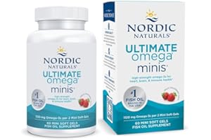 Nordic Naturals Ultimate Omega Minis, Strawberry Flavor - 60 Minis Soft Gels - 1120 mg Omega-3 - High-Potency Fish Oil Supplement - EPA & DHA - Promotes Brain & Heart Health - 30 Servings