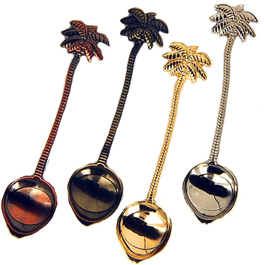 JasmineLi Novelty Coconut Palm Style Coffee Spoon Mixing Spoon Soup Spoon Dessert Tools Kitchen Tableware - 4 PCS