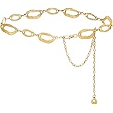 HIQUACC Metal Waist Chain Belt for Women Gold Silver Link Belts for Dresses