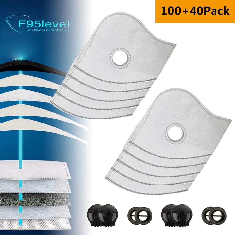 Set of 10 Activated Carbon N99 PM2.5 Filters with 4 Exhaust Valves Air Purifier Filtration Exhaust Gas Anti Pollen Allergy Dust Mask Replacement Filter for Mesh or Neoprene Mask
