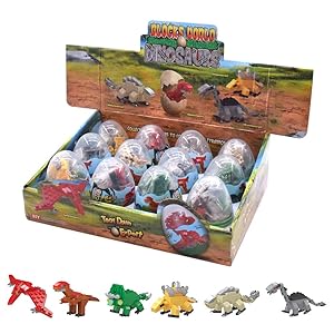 Dinosaur Toy - 12 Dino Eggs Building Blocks Toys for Boys & Girls - Collect 6 Dinosaurs to Combine A Tyrannosaurus, Perfect for Party Favors, Birthday Gifts