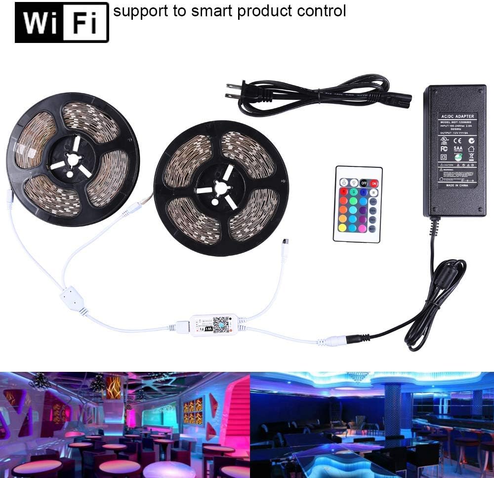 MIHEAL LED Light Strip, WiFi Wireless Smart Phone Controlled Strip Light Kit 65.6ft 5050 RGB White Band Lights with DC12V UL Rope Light,Working with Android and iOS System,IFTTT, Google Assistant