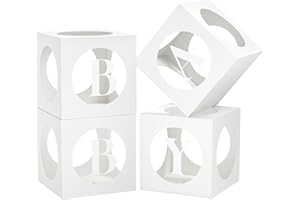 Baby Boxes for Baby Shower Decorations with 4 Letters, White Clear Small Balloon Boxes for Boy or Girl Gender Reveal Decorati