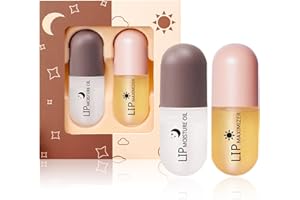 CAHIUYOA 2PCS Lip Plumper Set Lip Plumper Gloss Natural Lip Care Plumping Lip Gloss Hydrating Day & Night Serum Lip Plumper B