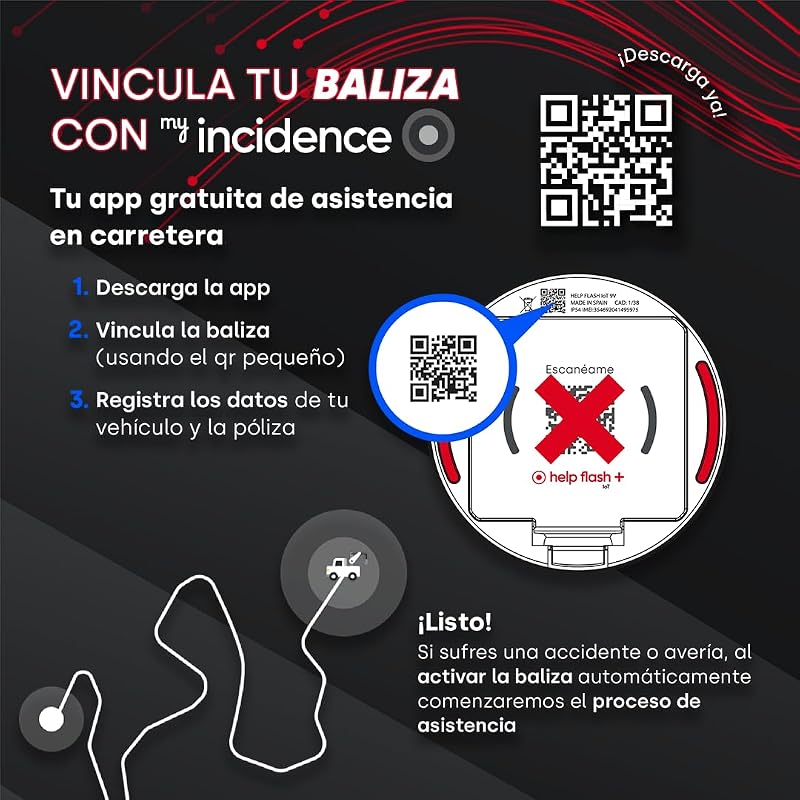 +, Luz de Emergencia V16 con Geolocalización y más de 290 candelas de potencia, Exigible a partir de 2026, Conectada con DGT 3.0, Señal V-16 para Coches, plan de datos incluido